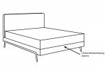 Treca Boxspringbett Adonis mit Stahlkufe als Skizze dargestellt. Mit einem ein meter hohen Kopfteil